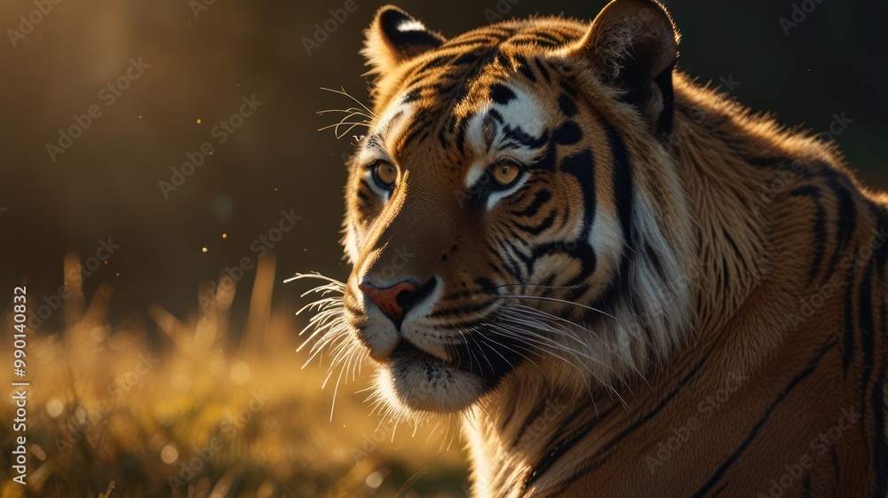 Sticker Tiger Portrait in Golden Light