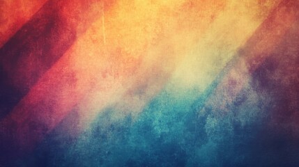 Obraz premium A textured grainy background featuring bold layers of blue, purple, red, orange, and yellow creates a captivating effect.