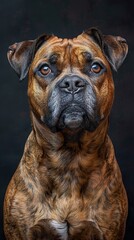 Fototapeta premium Close Up Portrait of a Brown Dog with Dark Eyes
