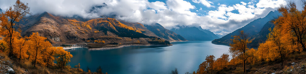 Obraz premium 17素晴らしい自然風景の豊かな森と秋の紅葉 Gererated AI