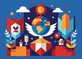 Obraz premium Abstract minimalist design celebrating international day of democracy