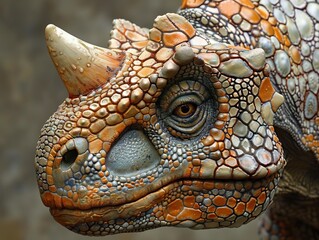 Fototapeta premium Close-Up of a Realistic Dinosaur Head