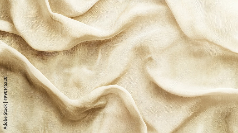 Poster soft, textured beige fabric draping gently in natural light, creating an elegant background for fash