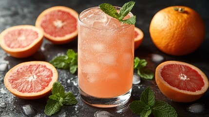 Refreshing Grapefruit Drink with Mint
