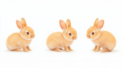 Obraz premium Cute Baby Rabbits Sitting and Hopping Isolated Background