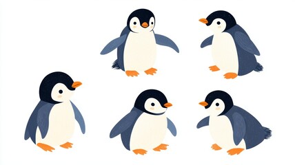 Cute Baby Penguins on White Background