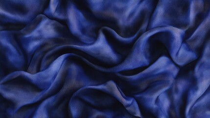 Obraz premium Elegant deep blue fabric draped artistically, showcasing rich texture and deep hues in soft light