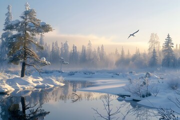 Fototapeta premium landscape with lake