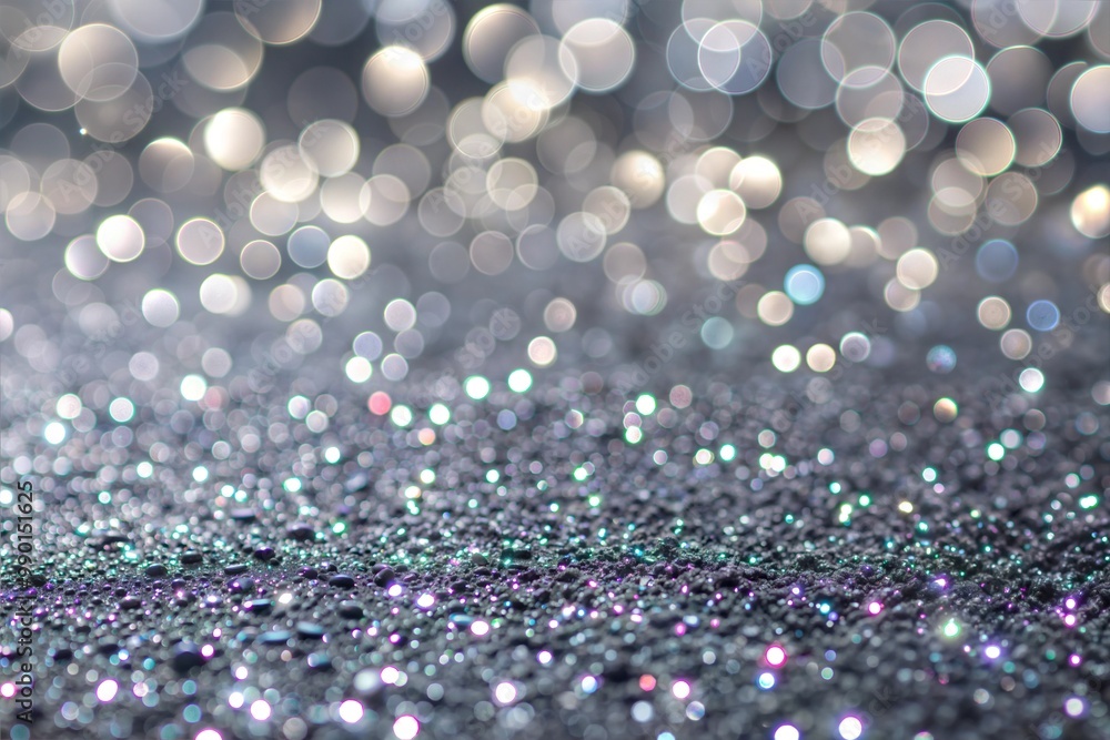 Canvas Prints sparkling silver glitter with blurry bokeh background