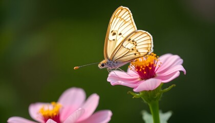 Obraz premium Delicate Butterfly on Pink Flower