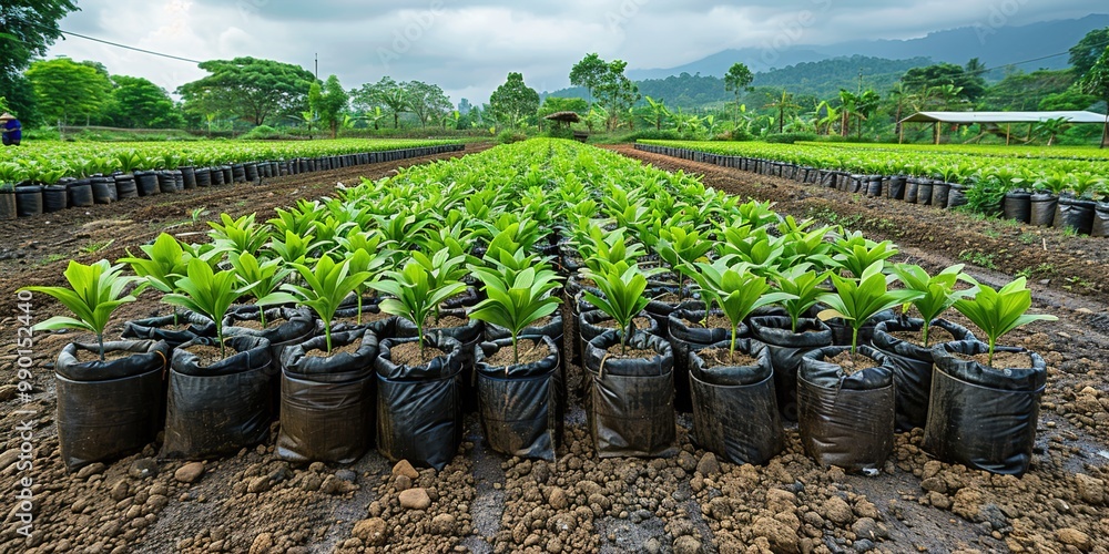 Sticker rows of plants in a field