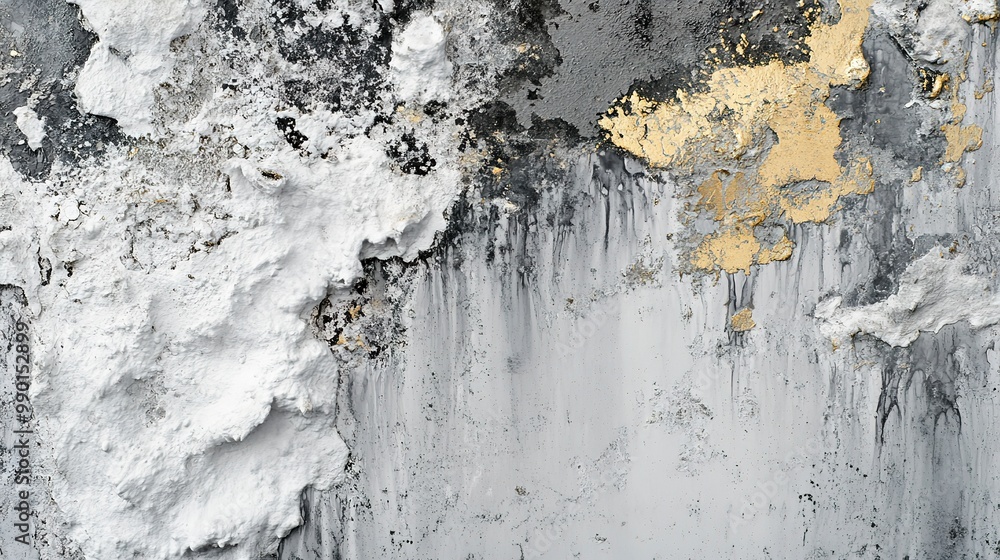Poster smeared engine oil on old wall texture abstract gray color design with white gradient background.
