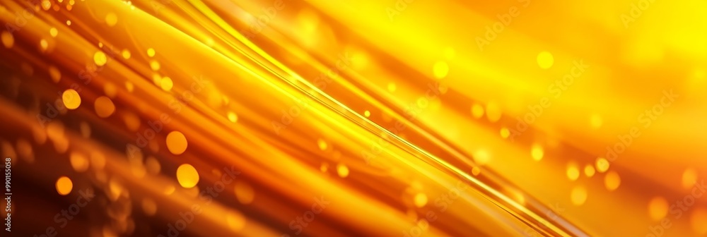 Poster this abstract background features a vibrant yellow gradient with soft, golden lines and bokeh lights
