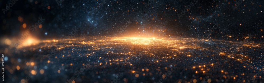 Poster a breathtaking view of a distant galaxy illuminated by countless stars during cosmic twilight