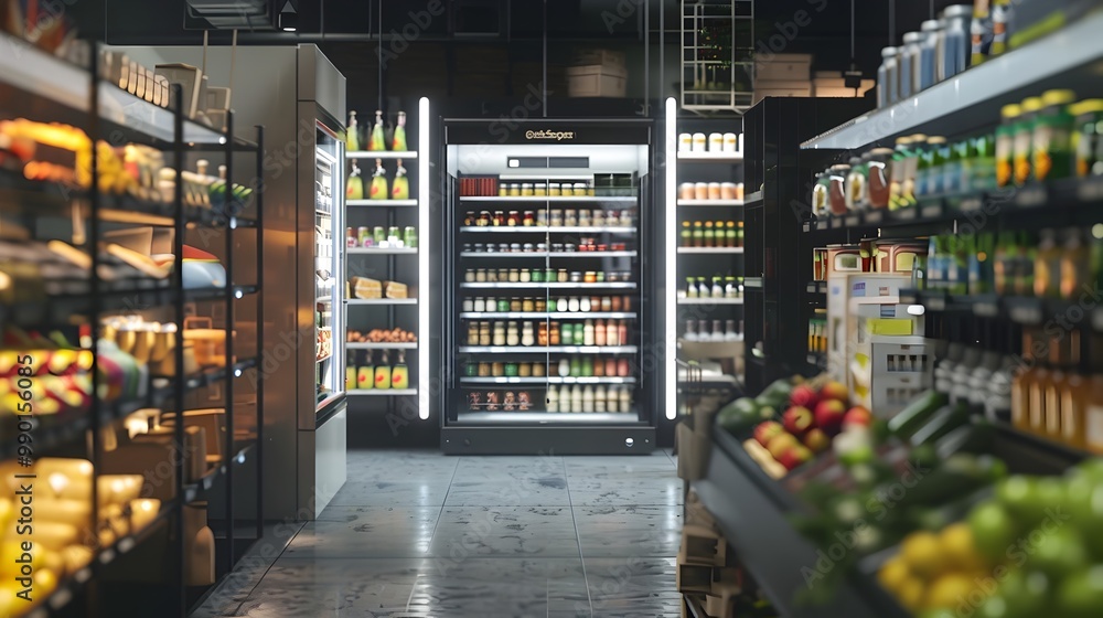 Poster cashierless smart grocery store with automated checkout via smartphone scanning