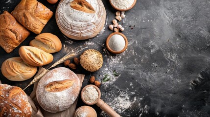 Making bread culinary background top view ggenerated by ai