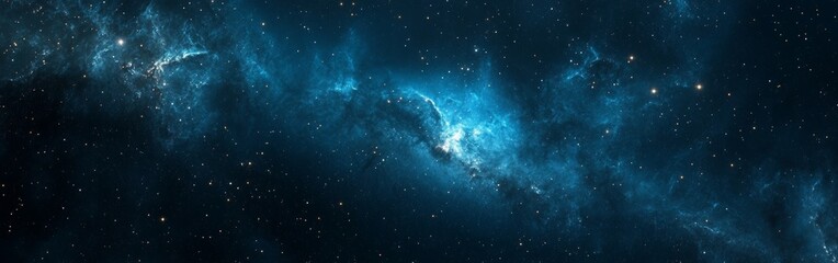 Fototapeta premium A stunning view of a vibrant blue nebula with sparkling stars in a clear night sky, showcasing the beauty of the cosmos during stargazing