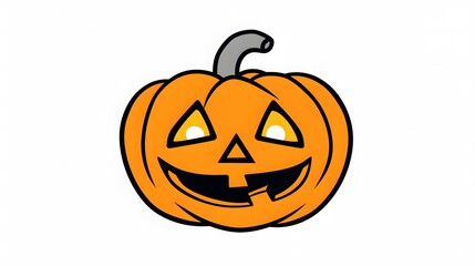 Fototapeta premium Doodle Halloween pumpkin with glowing eyes alongside a friendly ghost. This charming illustration perfectly captures the playful spirit of Halloween, making it an ideal choice for festive decorations