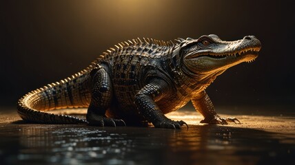 Obraz premium Crocodile in a Golden Light
