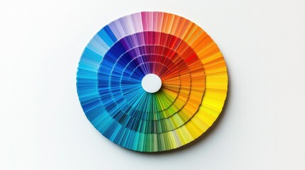 Artistic color wheel featuring warm and cool tones, each segment clearly defined and isolated against a clean white background, perfect for design use