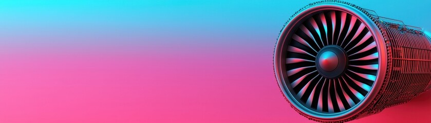 Dynamic jet engine close-up showcasing modern technology with vibrant colors. Ideal for aviation-related projects.