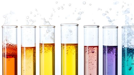 Colorful Liquids in Glass Test Tubes with Bubbles