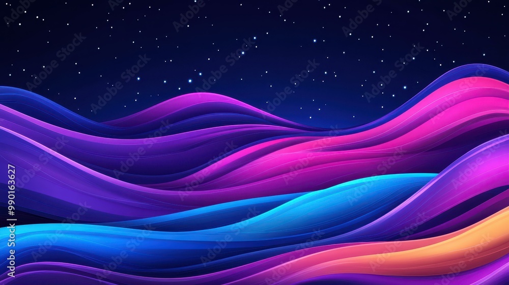 Poster explore a stunning network visual that features a wave flow, perfect for engaging and effective data