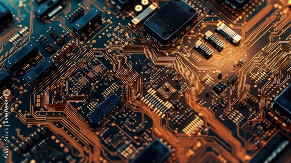 Poster a close up of a circuit board with many small components
