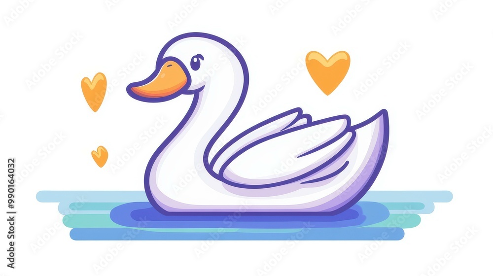 Canvas Prints Whimsical cartoon swan design perfect for websites, apps, and cute merchandise like tshirts and stickers.