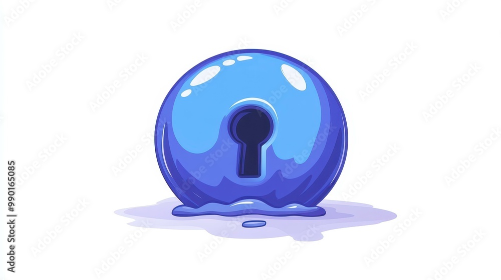 Poster a charming blue orb featuring a quirky keyhole merges playful design with modern textures for an eye