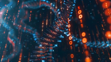 DNA Helix With Binary Data Streams Representing Digital Storage in Biological Material