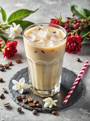 Iced coffee delight with chocolate and vanilla accents.