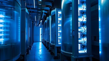 Advanced Data Center with Compact DNA Based Storage Units Showcasing Future of Information Storage