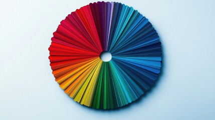 Obraz premium Circular color wheel featuring the full spectrum of warm and cool colors, from deep reds to cool blues, isolated on a clean background