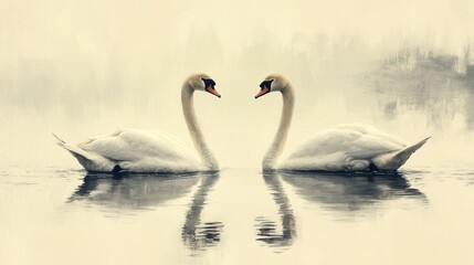 Two Swans in the Mist