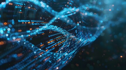 Futuristic Digital DNA Helix Merging with Data Network Concept