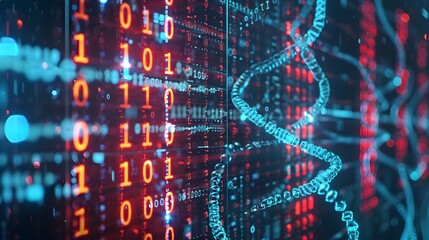 Futuristic Digital DNA Library Concept Data Stored in Synthetic Genes and Accessed Through Specialized Readers