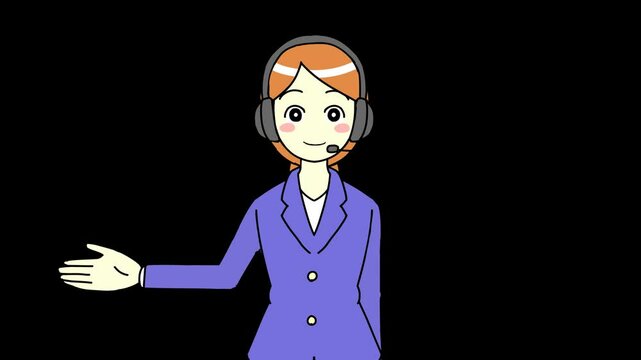 女性オペレーターのモーションアニメーション Live2D【右手を上げる・まばたき・口パク】