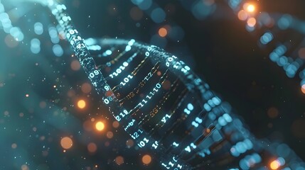 DNA Strand with Embedded Binary Code Symbolizing Data Storage Capacity