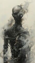 Fototapeta premium The Ethereal Figure: A Study in Smoke and Shadow