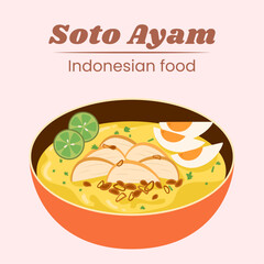 Soto ayam Indonesian food vector design illustration