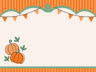 Halloween pumpkin harvest thanksgiving card cute autumn fall illustration simple modern minimalist landscape background backdrop drawing