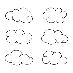 Hand drawn clouds shape outline isolated vector illustration.