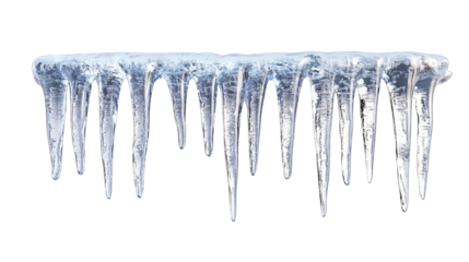 Icicles hanging from a surface, isolated on a white background.