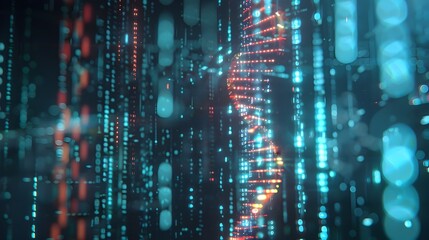 Digital DNA Data Storage and Retrieval Interface Concept with Blurred Glowing Backdrop
