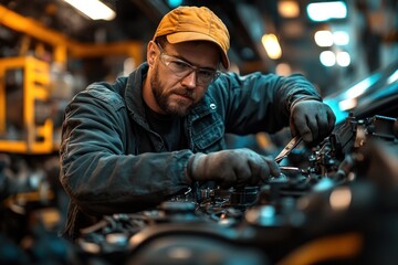 Mechanic Working on a Car