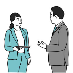 ビジネス会話を行う男女のイラスト