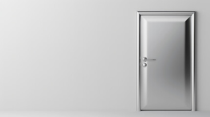 A detailed gray metal door illustration showcasing both open and closed perspectives for a realistic doorway effect.