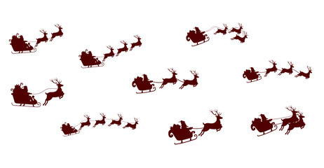 Santa Claus Sleigh Silhouette SET