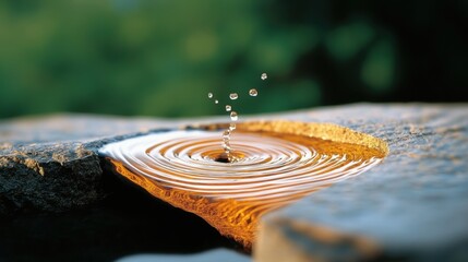 A stream of water flowing over smooth, curved rocks, highlighting the natural beauty of fluid dynamics.